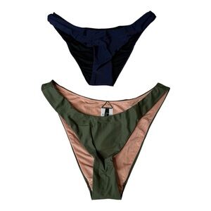 J Crew Bundle Swim Bikini Bottom Cheeky Curved Waist Beach BC125 Safari & Navy